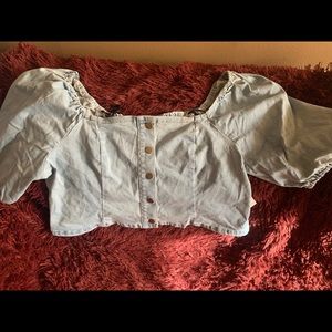 FTF Cropped Denim Shirt